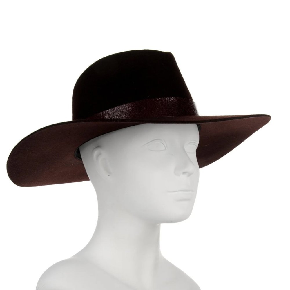 RAG & BONE Wool Oxblood Wide-Brim Fedora M $295